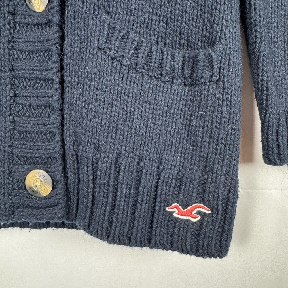 Hollister Boys Navy Cardigan NWT VTG Shawl Collar Holiday Party Grandpa Y2K Lg - Picture 3 of 11